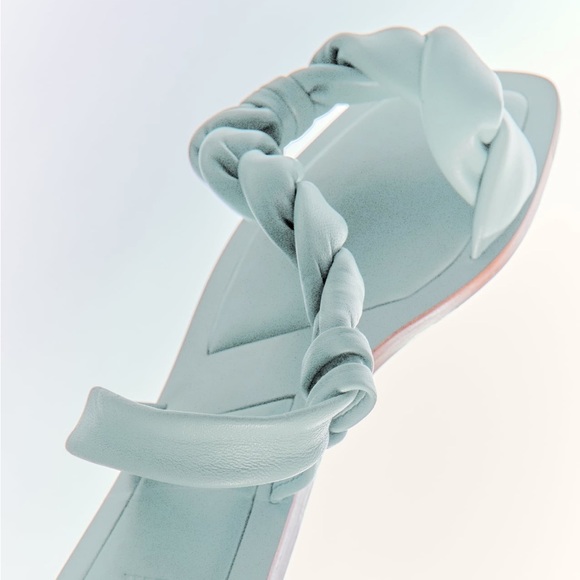 COPY - ZARA NWT LIGHT BLUE LEATHER WOVEN SANDALS - Picture 7 of 11